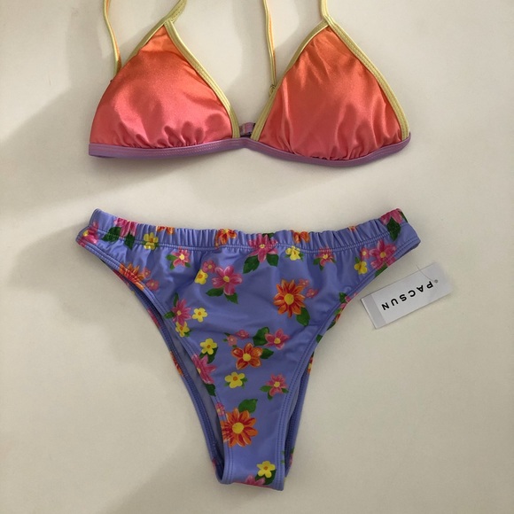 PacSun Ombré Floral Bikini Set Sz S - Picture 3 of 9